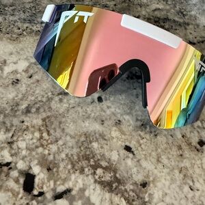Pit Viper Mirrored Shield Sunglass Lens in Pink, Yellow & Blue